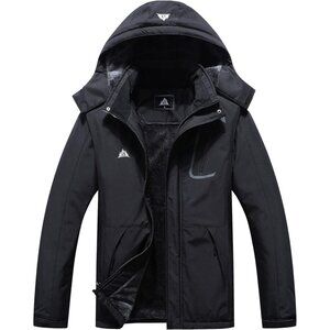 Women's Black Ski Jacket Coat Fluff Winter Warm Waterproof  Hiking Snowboarding